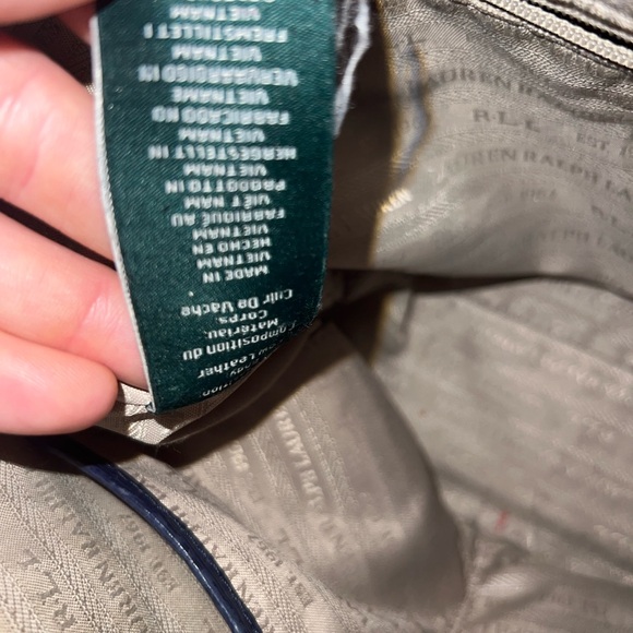 EUC Ralph Lauren Leather Colorblock Purse in green, navy, and cream - Picture 12 of 16